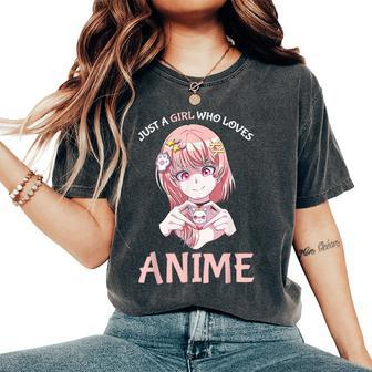 Just A Girl Who Loves Anime Merch Stuff Nage Girls Women's Oversized Comfort T-Shirt - Thegiftio UK