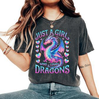 Just A Girl Who Loves Dragons Cute Dragon Women's Oversized Comfort T-Shirt - Seseable
