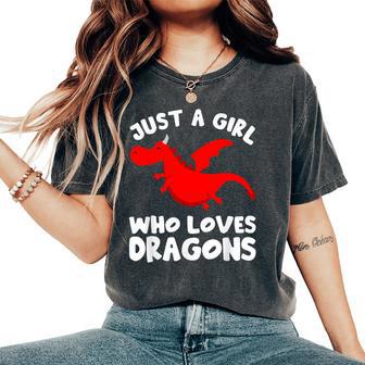 Just A Girl Who Loves Dragons Welsh Dragon From Wales Women's Oversized Comfort T-Shirt - Thegiftio UK