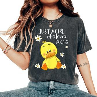 Just A Girl Who Loves Ducks Cute Duck Lover Owner Women's Oversized Comfort T-Shirt - Seseable