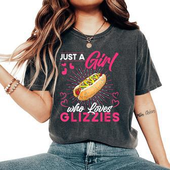 Just A Girl That Loves Glizzies Big Glizzy Gobbler Women's Oversized Comfort T-Shirt - Seseable