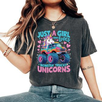 Just A Girl Who Loves Monster Trucks And Unicorns Women's Oversized Comfort T-Shirt - Monsterry UK