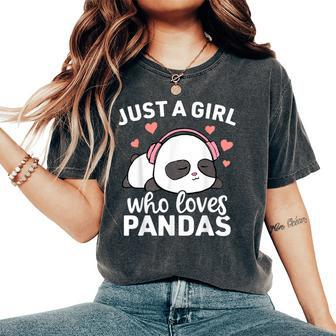 Just A Girl Who Loves Pandas Cute Kawaii Panda Girls Women's Oversized Comfort T-Shirt | Mazezy