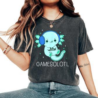 Kawaii Gamesolotl Axolotl Gamer Anime Boys Girls Women's Oversized Comfort T-Shirt | Mazezy