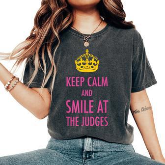 Keep Calm And Smile At The Judges Pink Pageant Mom Women's Oversized Comfort T-Shirt - Monsterry CA