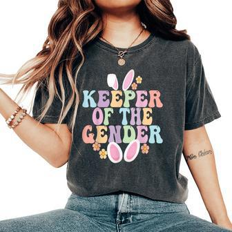 Keeper Of The Gender Boy Or Girl Easter Bunny Gender Reveal Women's Oversized Comfort T-Shirt | Mazezy
