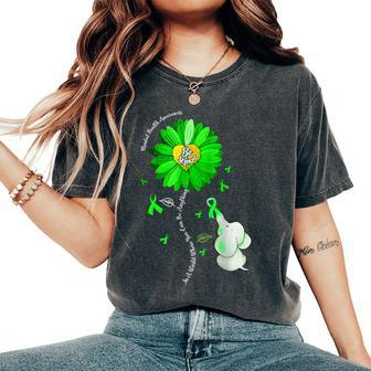 Be Kind Green Ribbon Sunflower Mental Health Awareness Women Women's Oversized Comfort T-Shirt | Mazezy AU