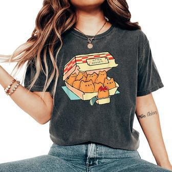 Kitten Nuggets Fast Food Cat And Chicken Nugget Lover Quote Women's Oversized Comfort T-Shirt - Monsterry AU