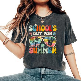 Last Day Of School Groovy School's Out For Summer Teacher Women's Oversized Comfort T-Shirt - Thegiftio UK