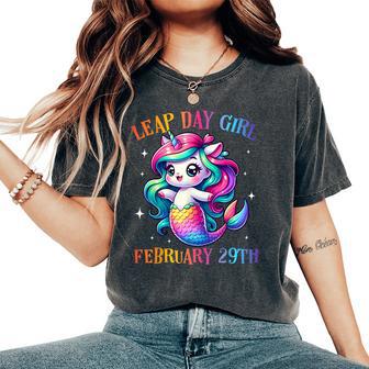 Leap Year Girl Mermicorn Leap Day Feb 29 Birthday Girls Women's Oversized Comfort T-Shirt - Thegiftio UK