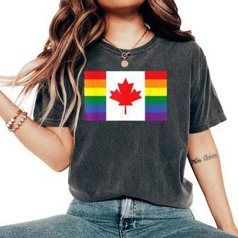 Lgbt Gay Pride Rainbow Canadian Flag Women's Oversized Comfort T-Shirt - Monsterry