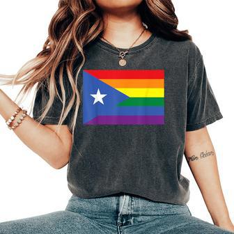 Lgbt Gay Pride Rainbow Puerto Rican Flag Women's Oversized Comfort T-Shirt - Monsterry DE