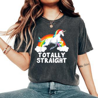 Lgbt Gay Pride Totally Straight Unicorn Rainbow Support Women's Oversized Comfort T-Shirt - Thegiftio UK