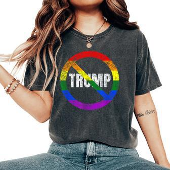 Lgbtq No Trump Anti Trump Rainbow Flag Gay Pride Women's Oversized Comfort T-Shirt - Monsterry AU