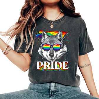 Lgbtq Pride Rainbow Wolf Pride Month Lgbt Wolf Lovers Women's Oversized Comfort T-Shirt - Monsterry