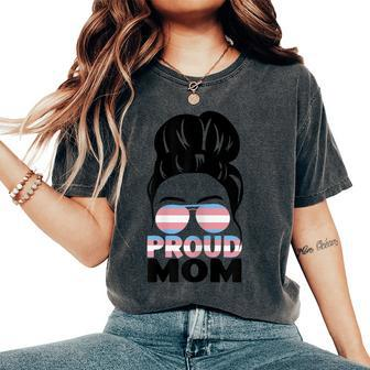 Lgbtq Pride Transgender Mom Trans Mom Messy Bun Women's Oversized Comfort T-Shirt - Thegiftio UK