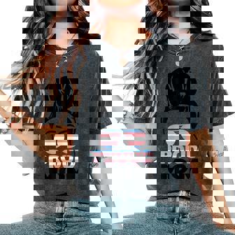 Lgbtq Pride Transgender Mom Trans Mom Messy Bun Women's Oversized Comfort T-Shirt - Thegiftio