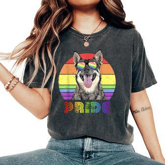 Lgbtq Swedish Vallhund Dog Rainbow Love Gay Pride Women's Oversized Comfort T-Shirt - Monsterry CA