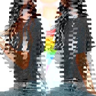 Lightning Bolt Gay Pride Rainbow Lgbtq Pride Women's Oversized Comfort T-Shirt - Thegiftio UK
