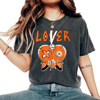 Loser Lover Drip Orange Heart Matching White Women Women's Oversized Comfort T-Shirt - Seseable