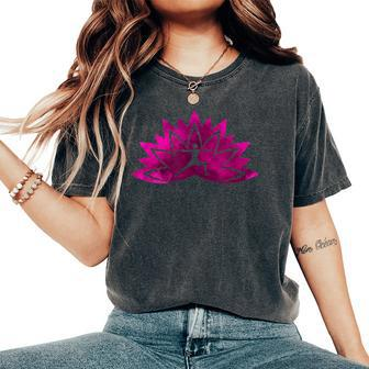 Lotus Flower Meditation Yoga Woman Silhoutte Women's Oversized Comfort T-Shirt - Monsterry AU