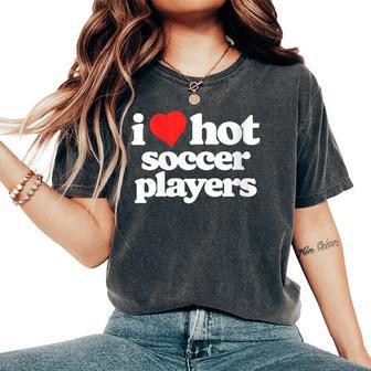 I Love Hot Soccer Players 80S Vintage Heart Women's Oversized Comfort T-Shirt - Monsterry UK