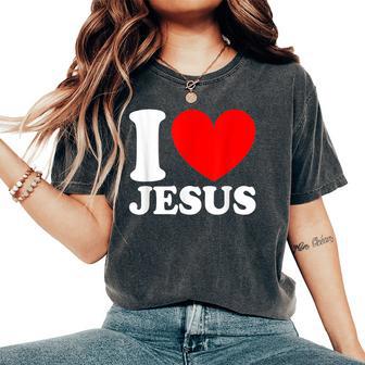 I Love Jesus I Red Heart Jesus Christian Women's Oversized Comfort T-Shirt - Thegiftio UK