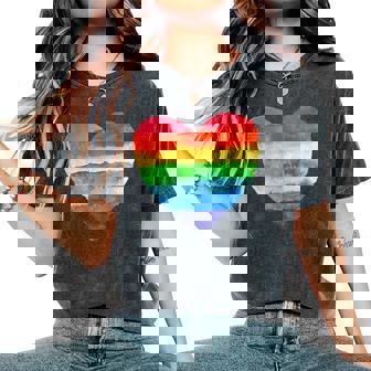 Love Is Just Love Lgbt Pride With Heart Rainbow Flag Women's Oversized Comfort T-Shirt - Thegiftio