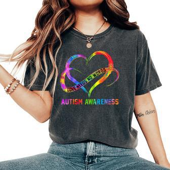 Love Needs No Words Autism Awareness Month Rainbow Heart Women's Oversized Comfort T-Shirt - Monsterry CA
