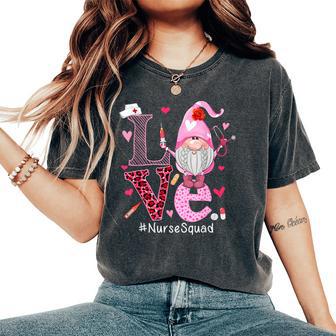 Love Nurse Squad Cute Happy Valentine's Day Gnome Lover Women's Oversized Comfort T-Shirt - Thegiftio UK