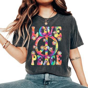 Love Peace Sign 60S 70S Outfit Hippie Costume Girls Women's Oversized Comfort T-Shirt - Thegiftio UK