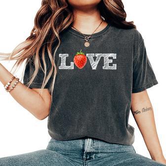 I Love Strawberries Strawberry Acai Fruit Girls Women's Oversized Comfort T-Shirt - Thegiftio UK