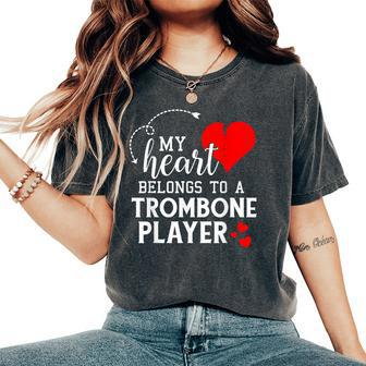I Love My Trombone Player Husband Wife Valentines Women's Oversized Comfort T-Shirt - Monsterry
