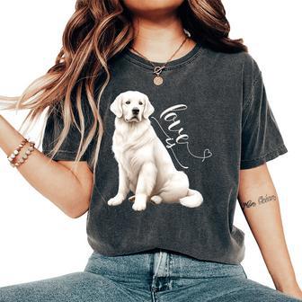 Love Is White English Cream Golden Retriever Mom Dog Puppy Women's Oversized Comfort T-Shirt - Seseable