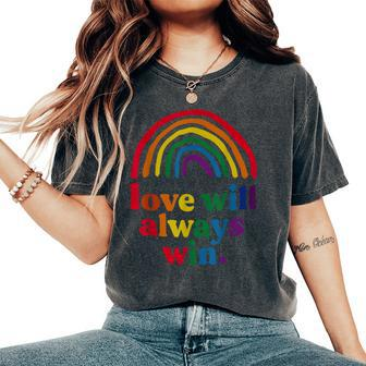 Love Will Always Win Pride Rainbow Kid Child Lgbt Quote Fun Women's Oversized Comfort T-Shirt - Monsterry UK