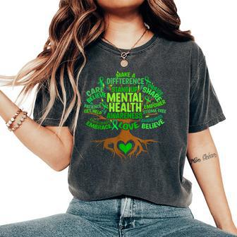 Mental Health Awareness Tree Grreen Ribbon Women's Oversized Comfort T-Shirt | Mazezy DE