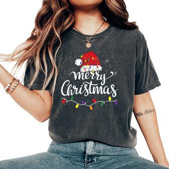 Merry Christmas Lights Red Santa Hat Xmas Family Women Women's Oversized Comfort T-Shirt - Monsterry DE