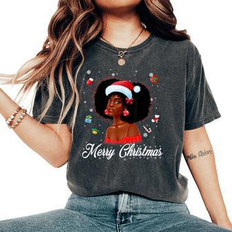 Merry Christmas Santa Black Girl African American Women Women's Oversized Comfort T-Shirt - Monsterry AU