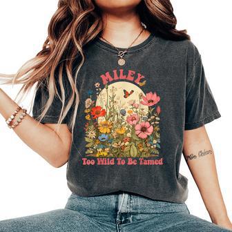 Miley Name Cute Retro Girls Wildflower Miley Name Women's Oversized Comfort T-Shirt - Monsterry DE