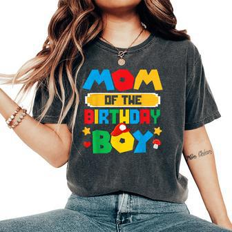 Mom Of The Birthday Boy Game Gaming Mom And Dad Family Women's Oversized Comfort T-Shirt - Seseable