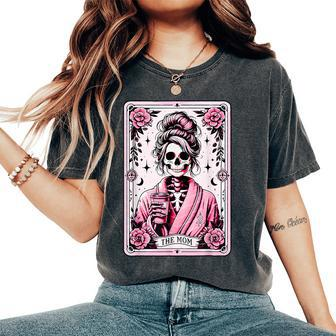 The Mom Tarot Card Skeleton Mama Coffee Happy Mother's Day Women's Oversized Comfort T-Shirt | Mazezy UK
