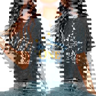 Mommy Of Mr One-Derful Party Blue-Gold Mom Boy 1St Birthday Women's Oversized Comfort T-Shirt - Thegiftio