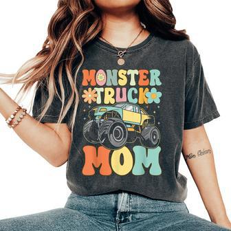 Monster Truck Mom Groovy Truck Lover Mom Female Women's Oversized Comfort T-Shirt - Seseable