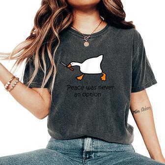 Murder Duck Untitled Duck Game Duck With Knife Meme Women's Oversized Comfort T-Shirt | Mazezy
