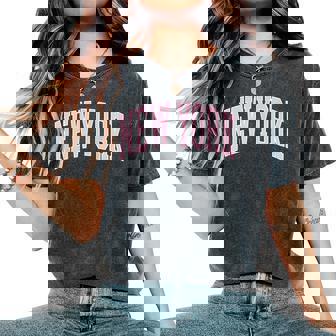 New York Souvenir Pink Retro Preppy Throwback Classic Womens Women's Oversized Comfort T-Shirt - Seseable