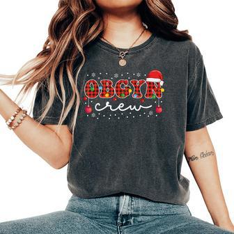 Obgyn Christmas Hat Lights Red Plaid Nurse Medical Assistant Women's Oversized Comfort T-Shirt | Mazezy