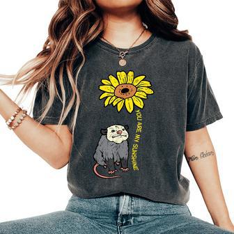 Opossum Sunflower You Are My Sunshine Possum Girls Kid Women's Oversized Comfort T-Shirt - Seseable