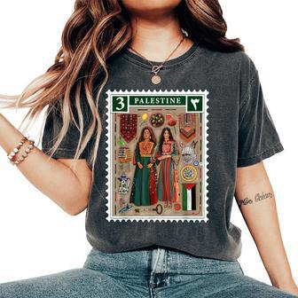Palestine Stamp Retro Palestine Palestinian Flag Gaza Women's Oversized Comfort T-Shirt | Mazezy