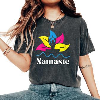 Pan Pride Subtle Pansexual Yoga Lotus Flower Namaste Yogi Women's Oversized Comfort T-Shirt - Monsterry