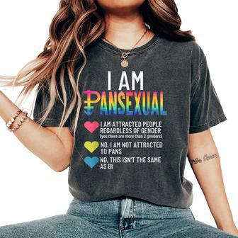 I Am Pansexual Lgbtqia Pride Rainbow Hearts Definition Short Sleeve Women's Oversized Comfort T-Shirt - Seseable